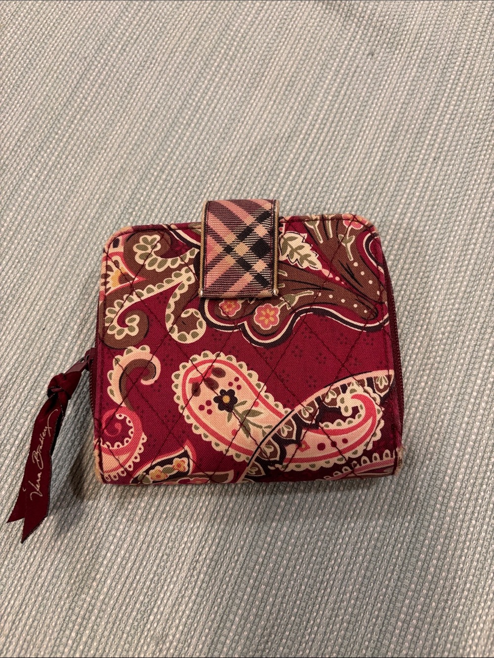Vera Bradley Raspberry Paisley Quilted Snap Wallet